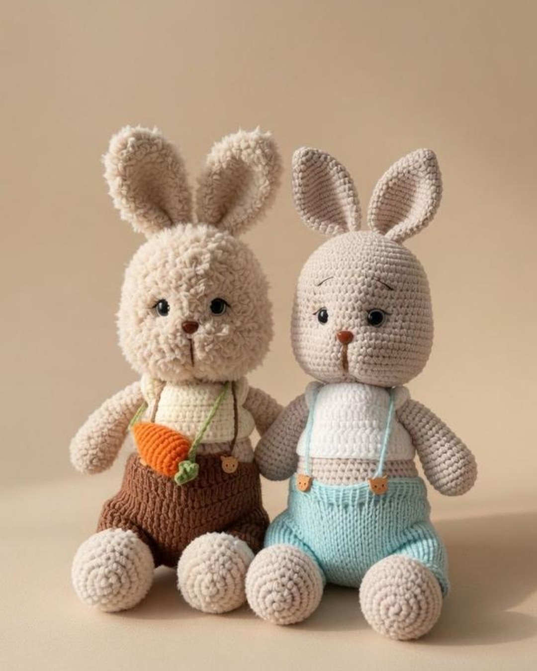 Handmade crochet bunny friends duo