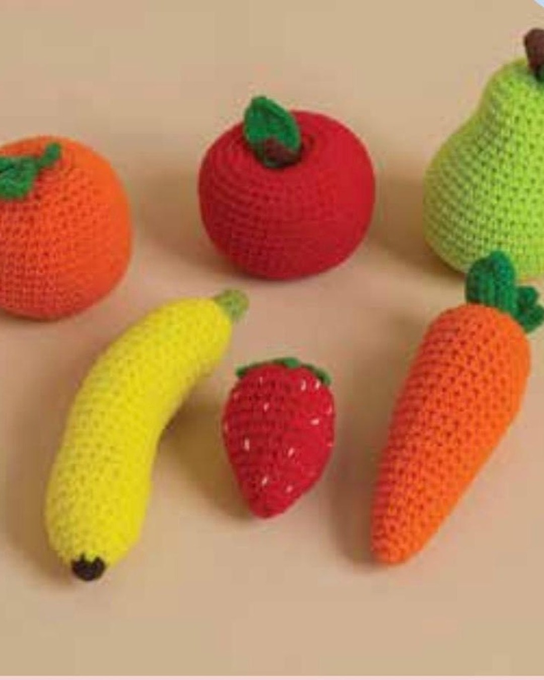 Handmade crochet fruit play set