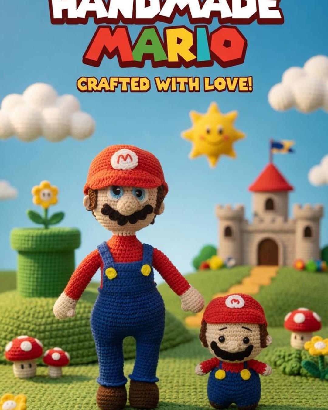 Handmade crochet Super Mario figurine promo photo